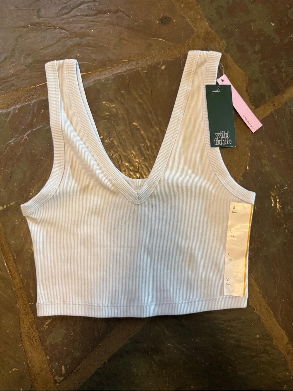wild fable Ribbed V-Neck Tank Top in Light Blue